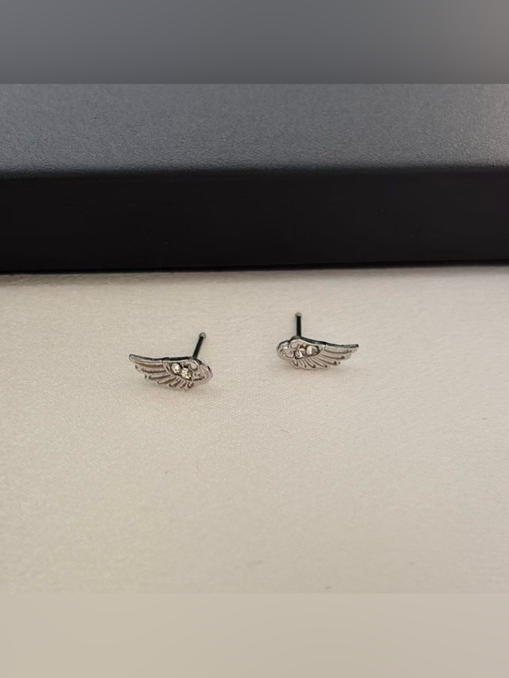 Small Angel Wings Stud Earrings for Men Women Streetwear Punk Hip Hop Unisex